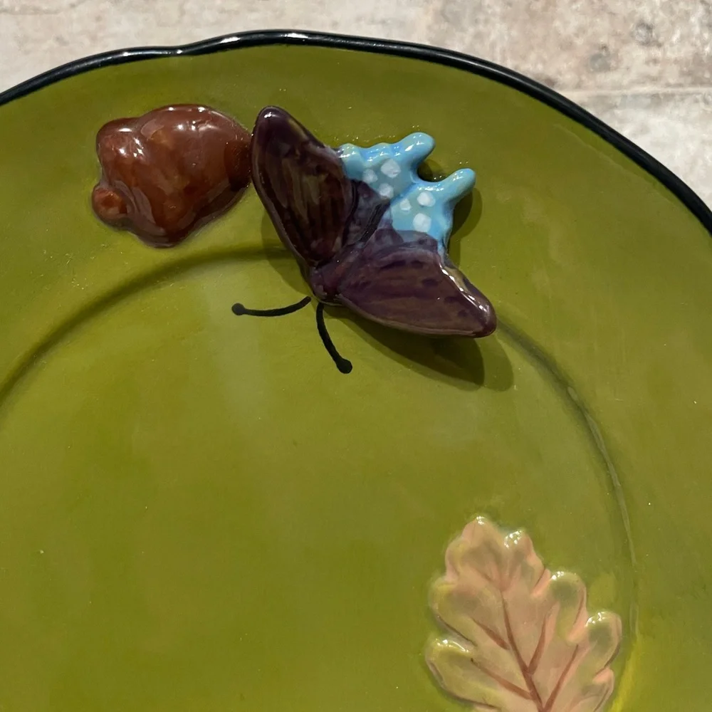 ❤️ ANTHROPOLOGIE THE FAYE ICON BUTTERFLY STONEWARE DESERT PLATE NEW